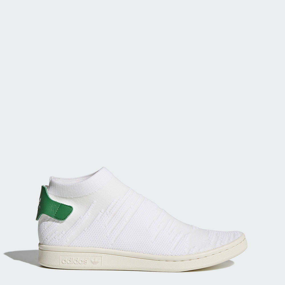 Adidas Stan Smith Shock Primeknit - Originals ανδρικα - Ασπρα/Ασπρα/Πρασινο,Μέγεθος: EU 36 – 54 2/3